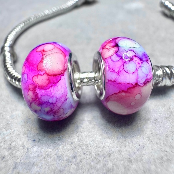 Pink Purple Swirl Spacer Charm Bead fits PANDORA - Picture 8 of 8
